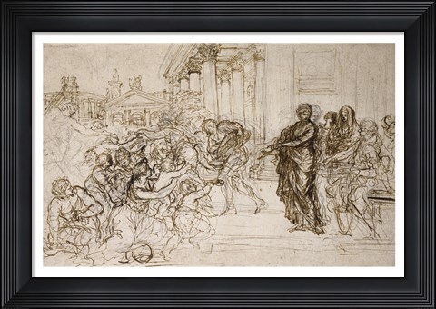 Framed Saint Cecilia Giving Alms to the Poor Print