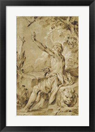 Framed Saint Jerome Hearing the Trumpet of the Last Judgement Print