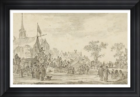 Framed Village Festival with Musicians Playing Outside a Tent Print
