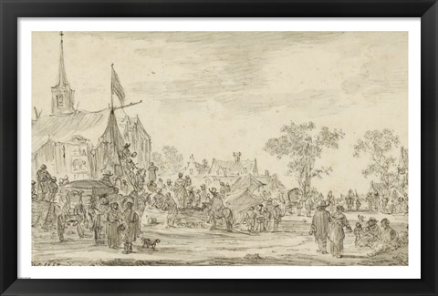 Framed Village Festival with Musicians Playing Outside a Tent Print