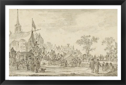 Framed Village Festival with Musicians Playing Outside a Tent Print