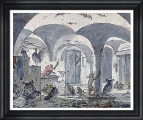 Framed Enchanted Cellar with Animals Print