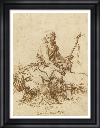 Framed Young John the Baptist History Scene Print