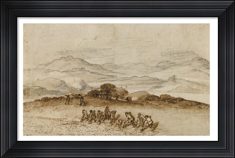 Framed Landscape in Latium with Farm Laborers Print