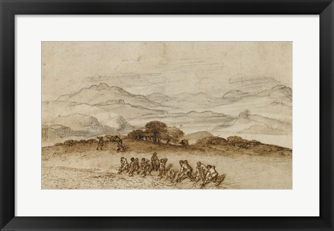 Framed Landscape in Latium with Farm Laborers Print