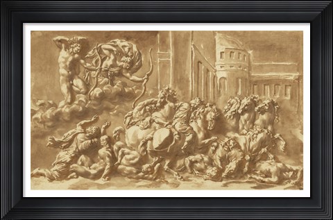 Framed Sons of Niobe Being Slain by Apollo and Diana Print