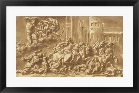 Framed Sons of Niobe Being Slain by Apollo and Diana Print