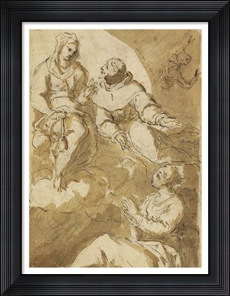 Framed Saint Francis Interceding with the Virgin on Behalf of a Female Saint Print