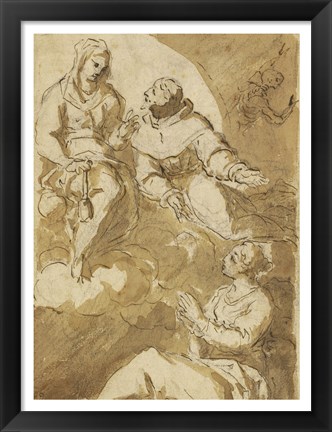 Framed Saint Francis Interceding with the Virgin on Behalf of a Female Saint Print