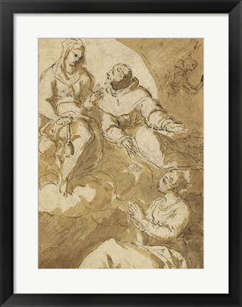 Framed Saint Francis Interceding with the Virgin on Behalf of a Female Saint Print