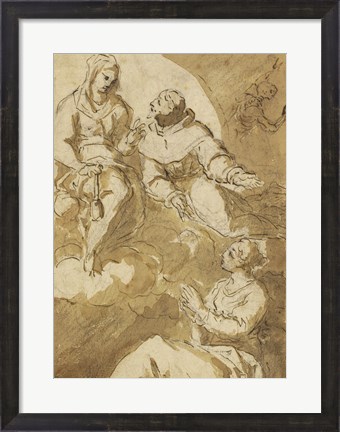Framed Saint Francis Interceding with the Virgin on Behalf of a Female Saint Print