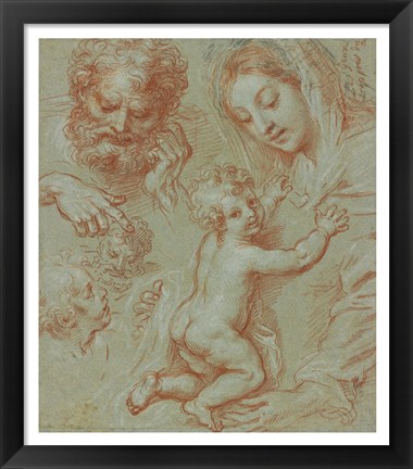 Framed Studies of the Madonna and Child and of Heads Print