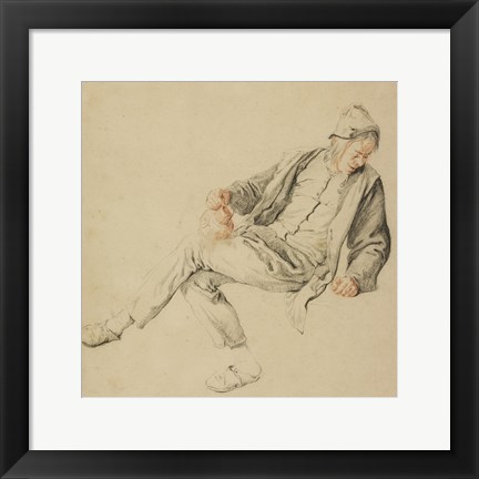 Framed Seated Peasant Print