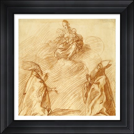 Framed Virgin and Child Appearing to Two Bishops Print