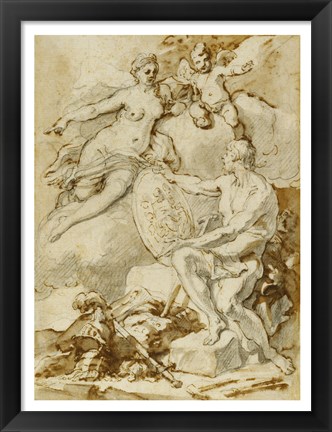 Framed Venus Receiving from Vulcan the Arms of Aeneas Print