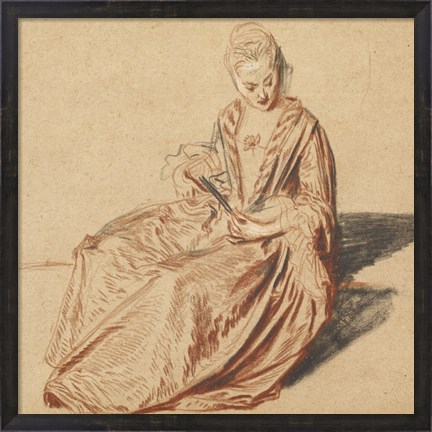 Framed Seated Woman with a Fan Print