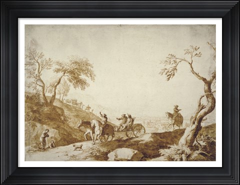 Framed Landscape with Travelers Print