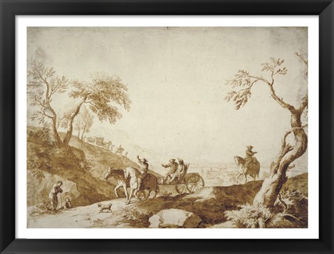 Framed Landscape with Travelers Print