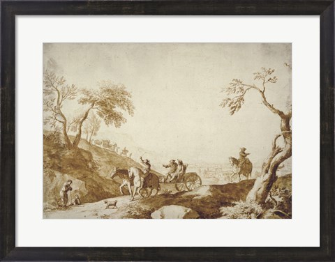 Framed Landscape with Travelers Print