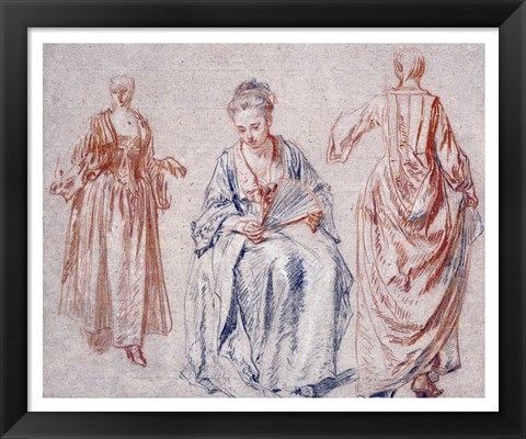 Framed Studies of Three Women Print