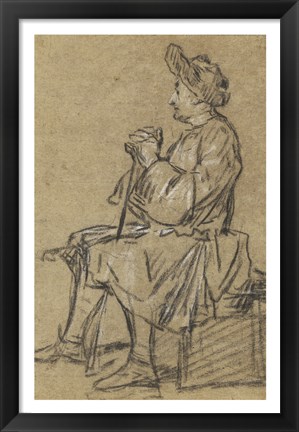 Framed Study of a Seated Man Print