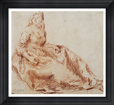 Framed Study of a Seated Woman Print