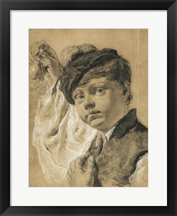 Framed Boy Holding a Pear Print