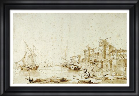 Framed Imaginary View of a Venetian Lagoon Print