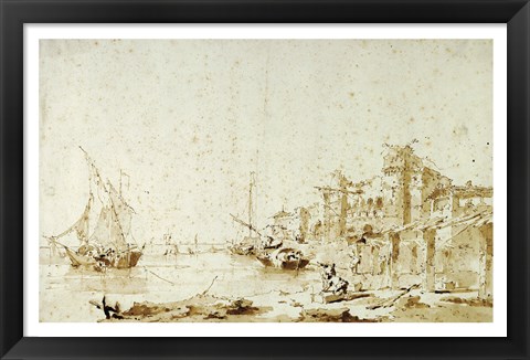 Framed Imaginary View of a Venetian Lagoon Print