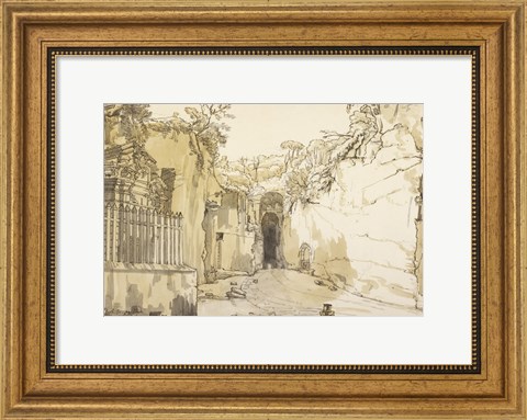 Framed Entrance to the Grotto at Posilipo Print