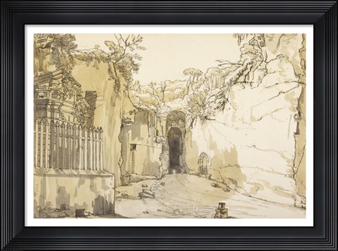 Framed Entrance to the Grotto at Posilipo Print