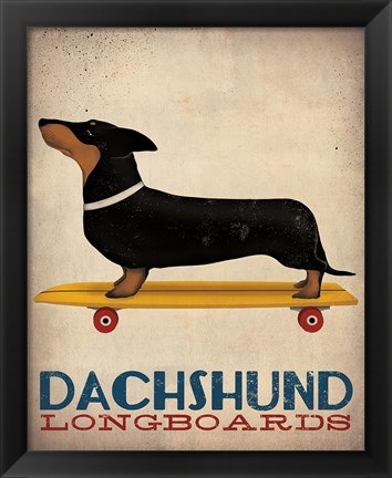 Framed Dachshund Longboards Print