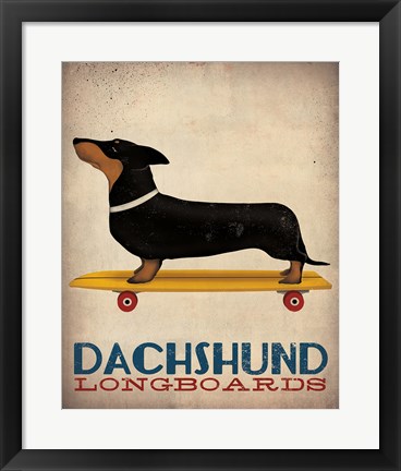 Framed Dachshund Longboards Print