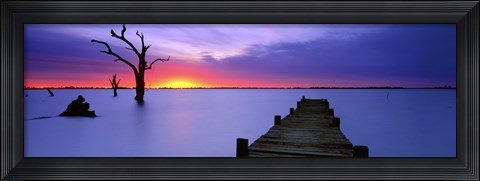 Framed Lake Charm Blue Print