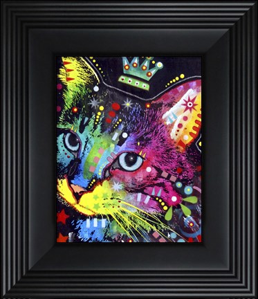 Framed Thinking Cat Crowned Print