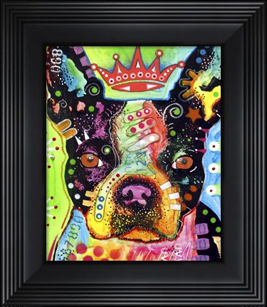 Framed Boston Terrier Crowned Print