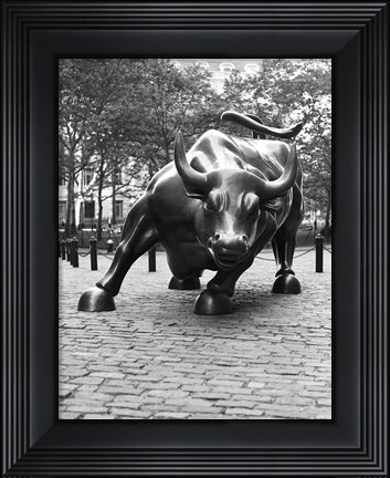 Framed Wall Street Bull Sculpture 1 Print