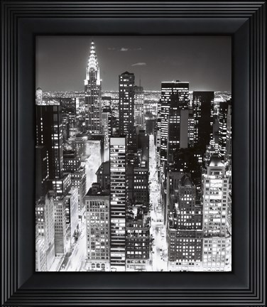 Framed Night Skyline NYC Print