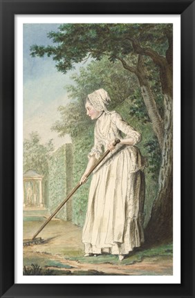 Framed Duchess of Chaulnes as a Gardener in an Allee Print