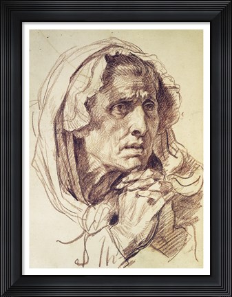 Framed Study of the Head of an Old Woman Print