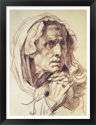 Framed Study of the Head of an Old Woman Print