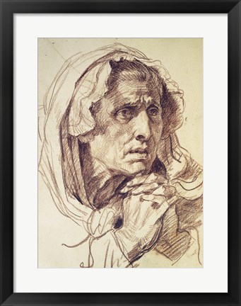 Framed Study of the Head of an Old Woman Print