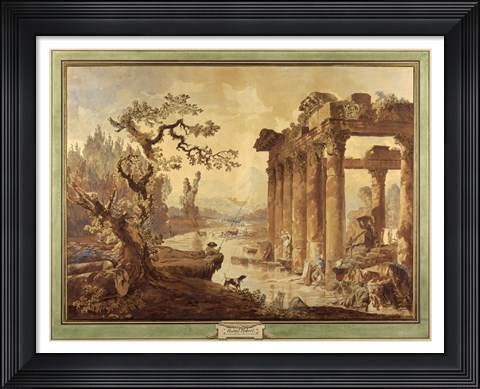 Framed Landscape with Ruins Print
