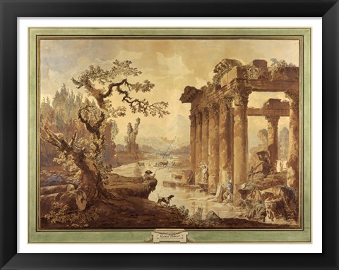 Framed Landscape with Ruins Print