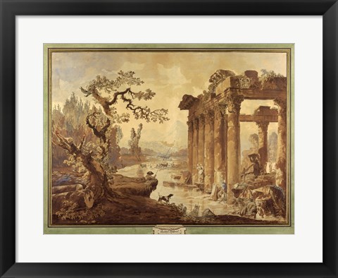 Framed Landscape with Ruins Print