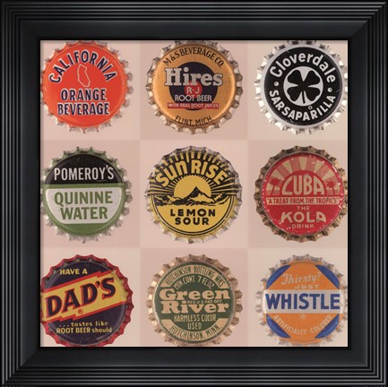 Framed Pop Bottletops I Print