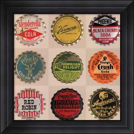 Framed Pop Bottletops II Print