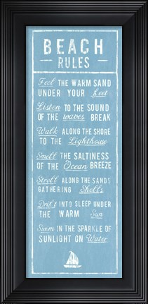 Framed Beach Rules - Aqua Print
