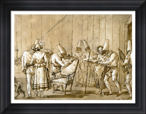 Framed Punchinello Is Helped to a Chair Print