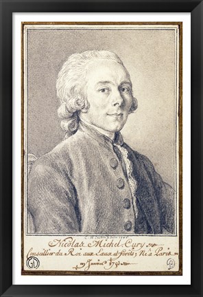 Framed Portrait of Nicolas Michel Cury Print